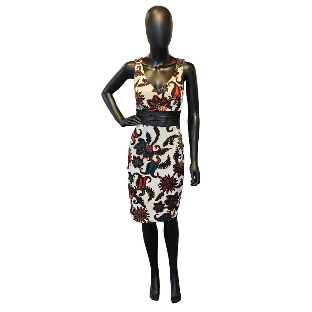 Bisou Bisou Pattern Stretch Jersey Sheath Cocktail Dress